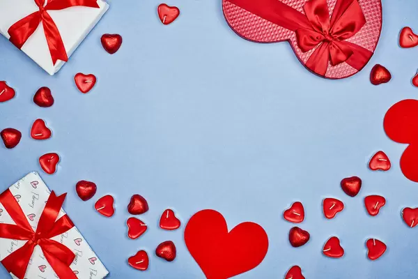 Valentine's day background with sweet gift boxes