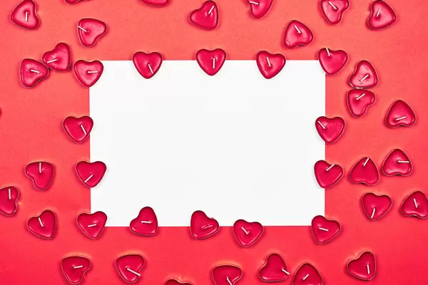 Valentine's day composition with blank paper and copy space