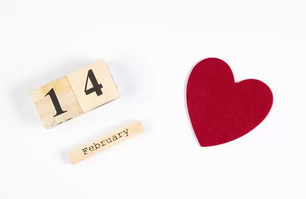 Valentine's day February 14 with red heart