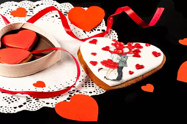 Valentine's day festive background with traditional pastries