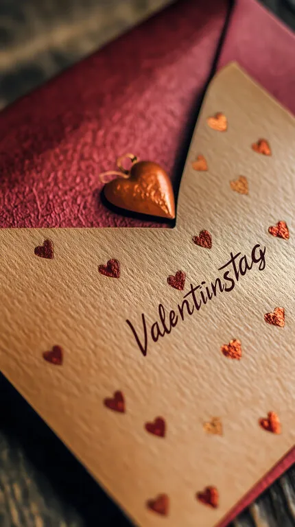 Valentinstag-Grußkarte mit Herzen und Schokolade