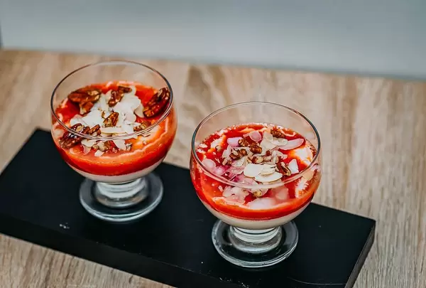 Vanilla Panna Cotta With Nuts And Berries