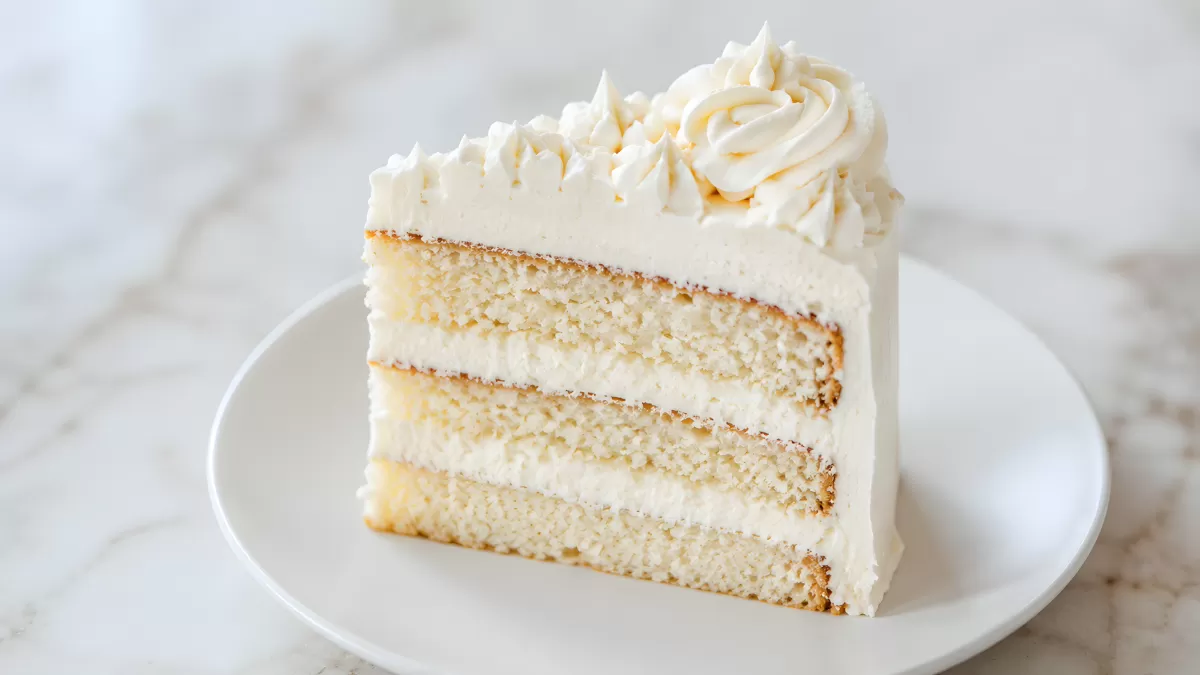Vanillekuchen mit Buttercreme in drei Schichten