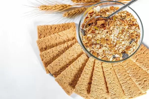 Variety of grain and cereals for Breakfast with low-calorie bread