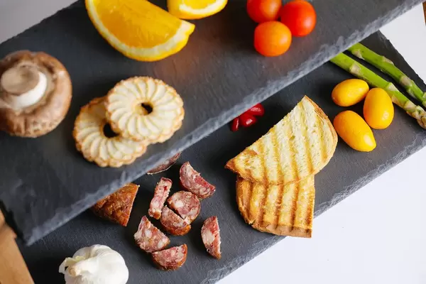 Various food ingredients on a display plate
