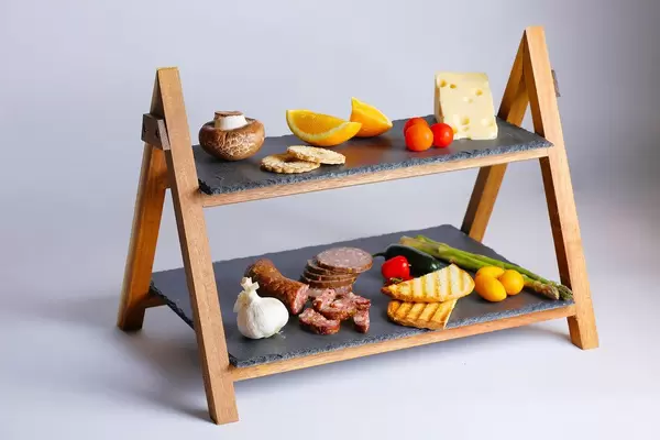 Various food platter, white background