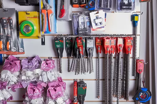 Various tools in the construction store