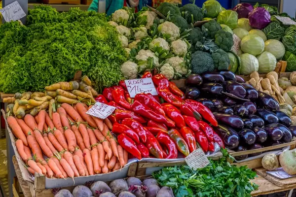 Various vegetables on marketplace in Rijeka, Croatia