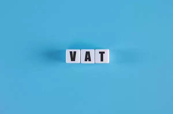 VAT text on white cubes