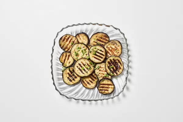 Vegan meal - roasted on barbeque grill eggplant