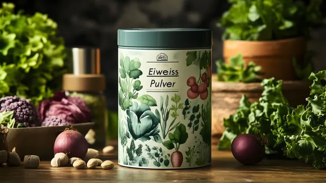 Veganes Eiweißpulver in natürlicher Umgebung