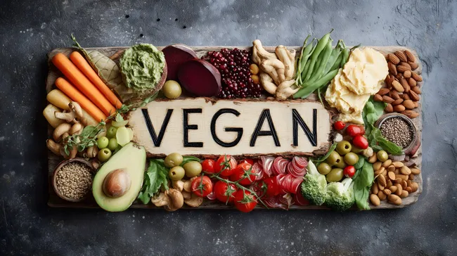 Veganes Gericht mit vielfältiger Lebensmittelauswahl