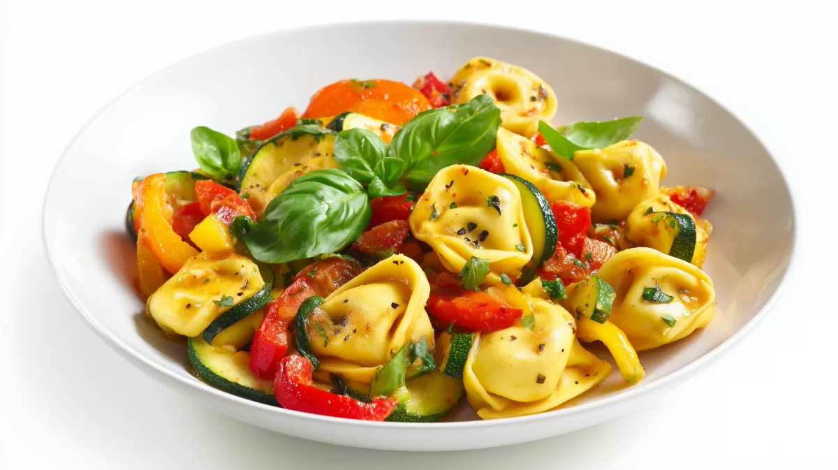Vegetarische Tortellini Pfanne mit buntem Gemüse