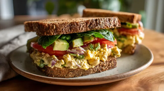 Vegetarisches Sandwich mit Kichererbsenfüllung