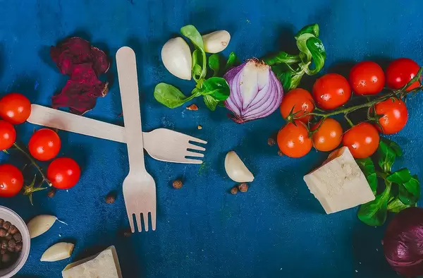 Veggies on Blue Background (Flip 2019)