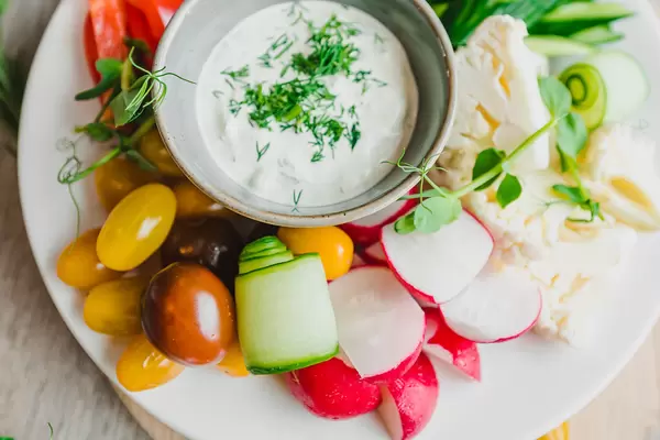Veggies Plate With Paprica Cucumber Close Up