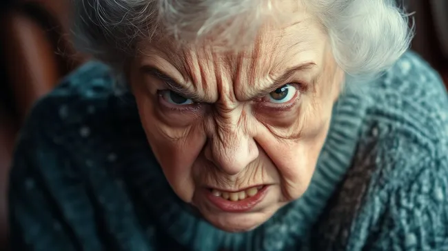 Verärgerter Gesichtsausdruck einer älteren Frau