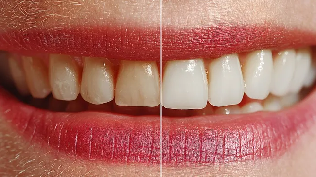 Vergleich von Zähnen vor und nach Aufhellung