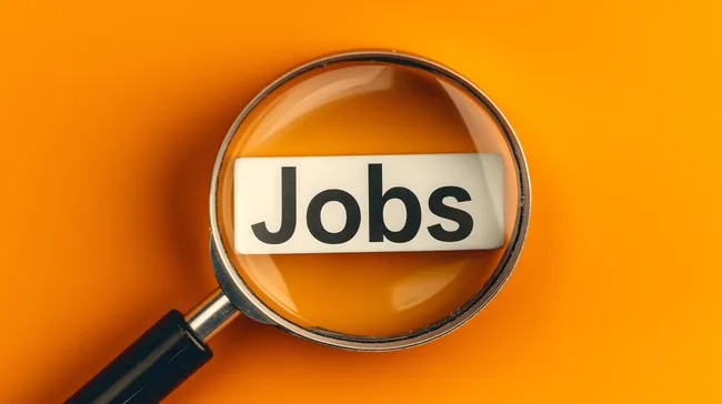 Vergrößerungsglas auf Arbeitsstellensuche