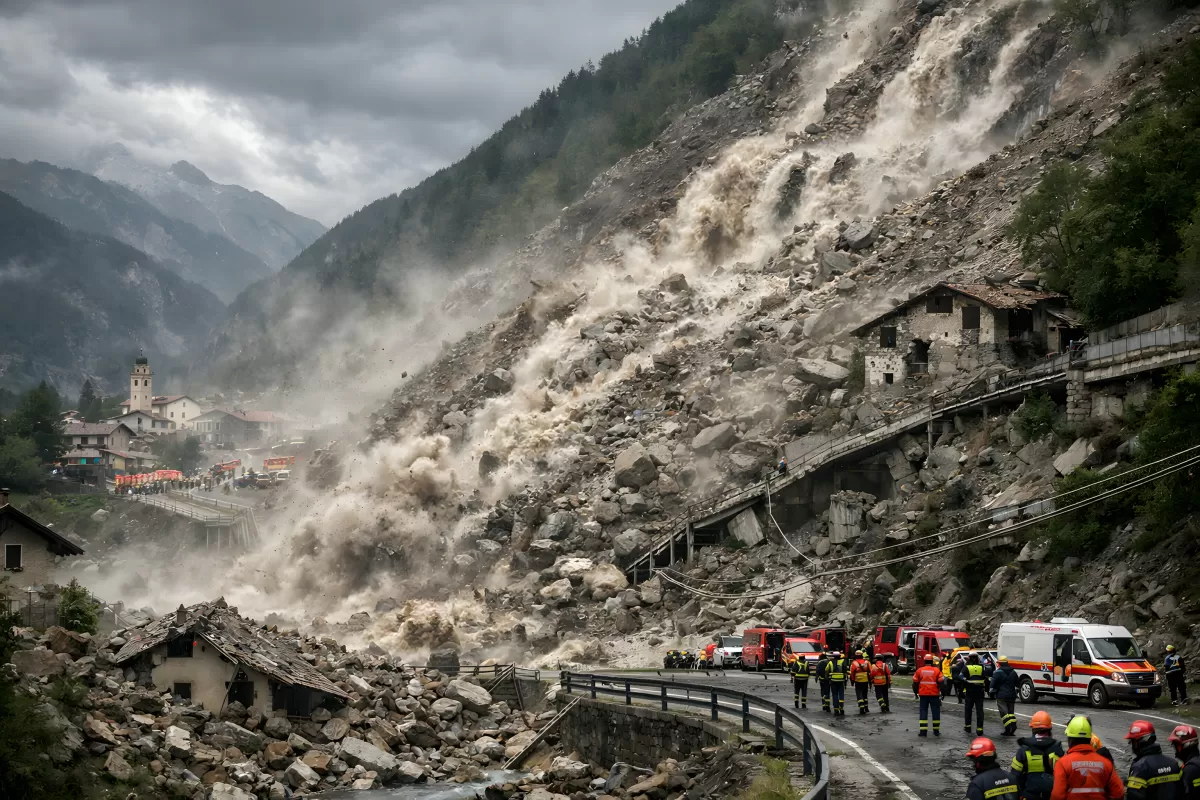 Verheerender Bergsturz in den Alpen nach Starkregen