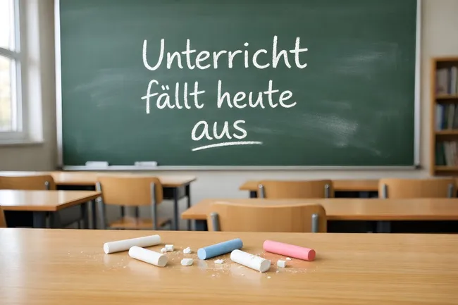 Verlagerter Unterricht in leerer Schulklasse