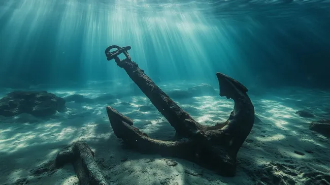 Verlassener Anker in der Unterwasserwelt