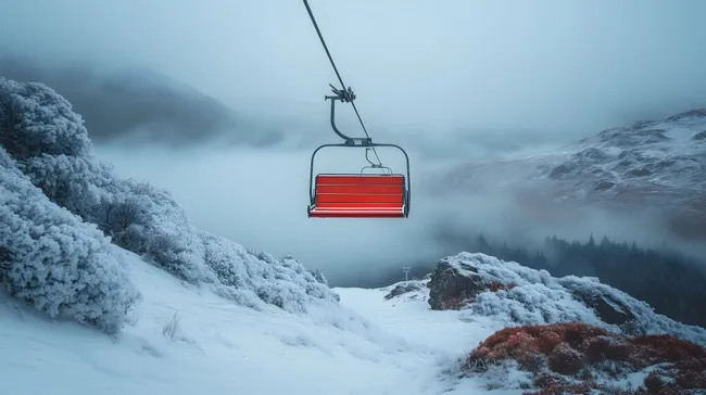 Verlassener Skilift in winterlicher Berglandschaft