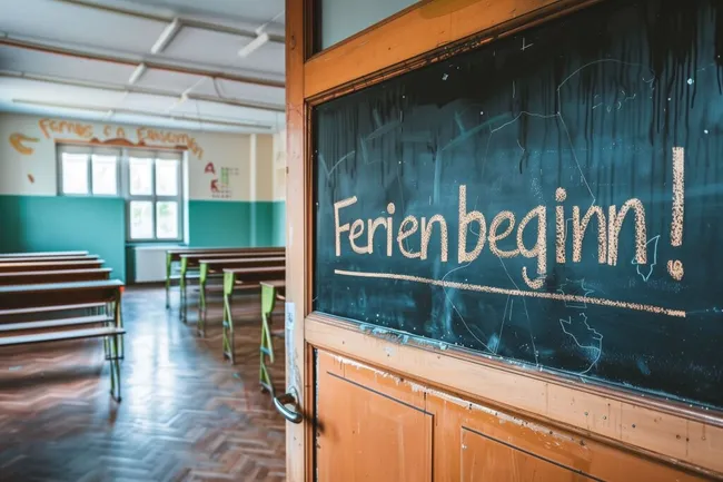 Verlassenes Klassenzimmer bei Ferienbeginn