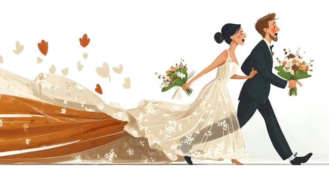 Verliebtes Hochzeitspaar umarmt sich glücklich