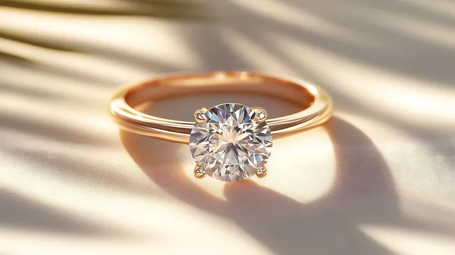 Verlobungsring mit funkelndem Diamanten in Nahaufnahme