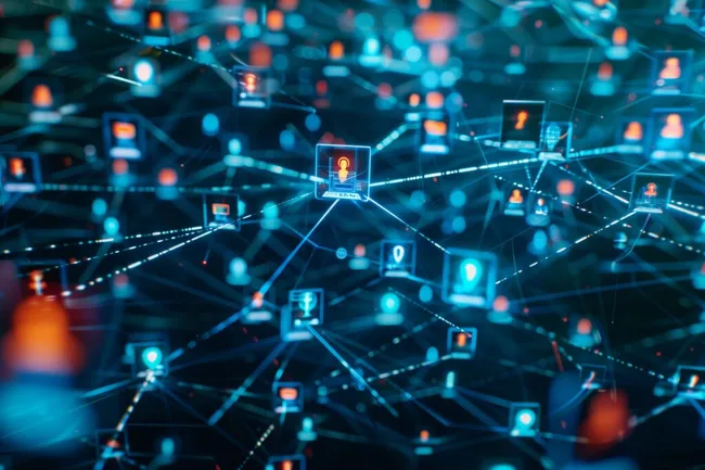 Vernetzter digitaler Hintergrund mit Avataren