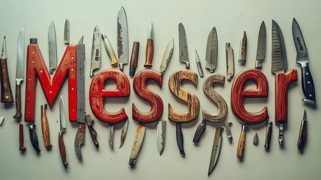 Verschiedene Messer in Rot und Braun