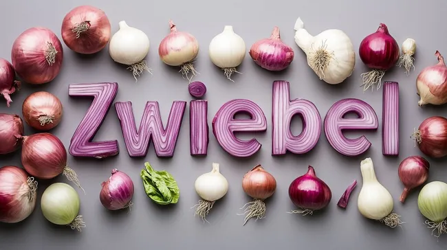 Verschiedene Zwiebelsorten in lila-rosa Farbpalette