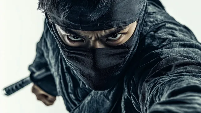 Verschleierter Ninja mit bedrohlichem Blick