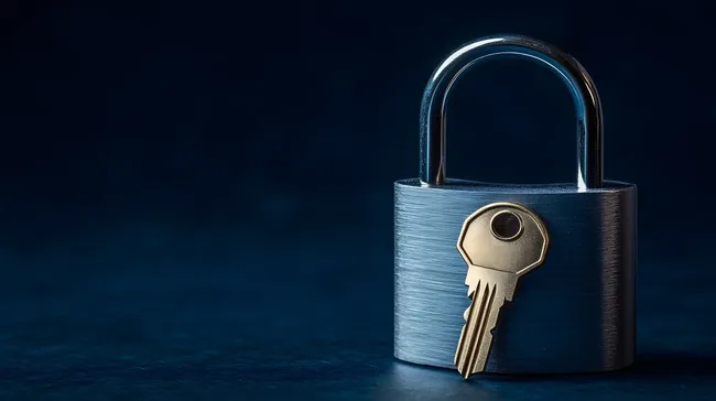 Verschlossenes Sicherheitsschloss im Dunkeln