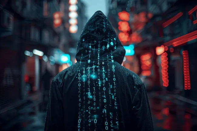 Verschlüsselte Cyberwelt im Neon-Look