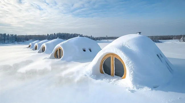 Verschneite Iglu-Dorflandschaft im Winterwunderland
