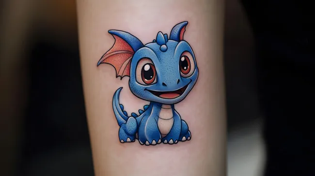 Verspielter blauer Cartoon-Drache mit Flügeln