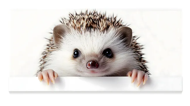 Verspielter Igel blickt neugierig über Kante