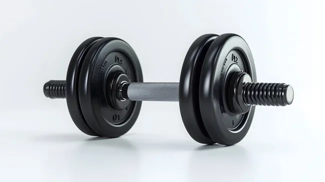 Verstellbare Hantel mit Gewichten auf weißem Hintergrund