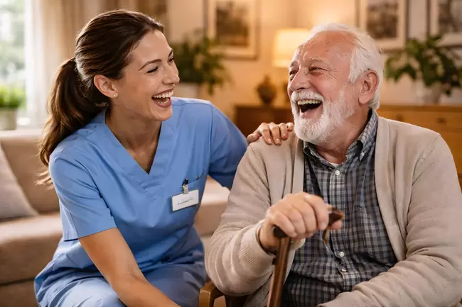 Vertrauensvolle Interaktion zwischen Arzt und Senior