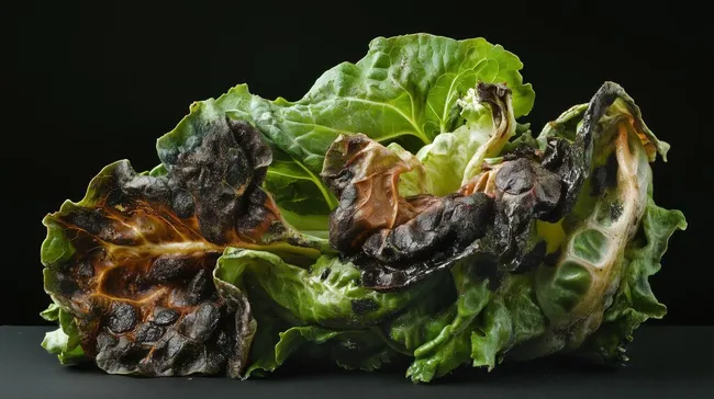 Verwelkter Salatkopf mit dunklen Flecken
