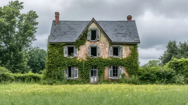 Verwildertes Bauernhaus im Grünen