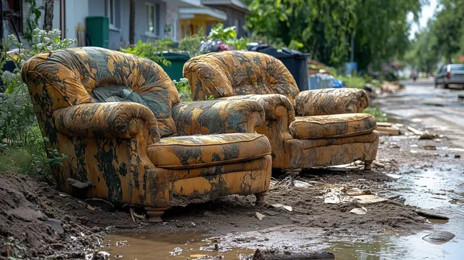 Verwüstete Straße nach Hochwasserschäden