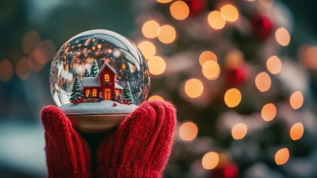 Verzauberte Winterlandschaft in Schneekugel