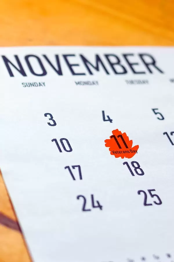 Veterans day marked on calendar 2019