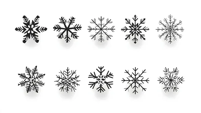 Vielfältige Schneeflocke-Silhouetten für Winterdekorationen