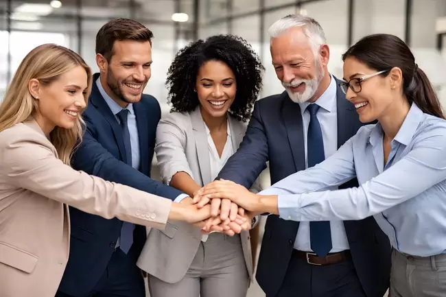 Vielfältiges Geschäftsteam bei der Zusammenarbeit