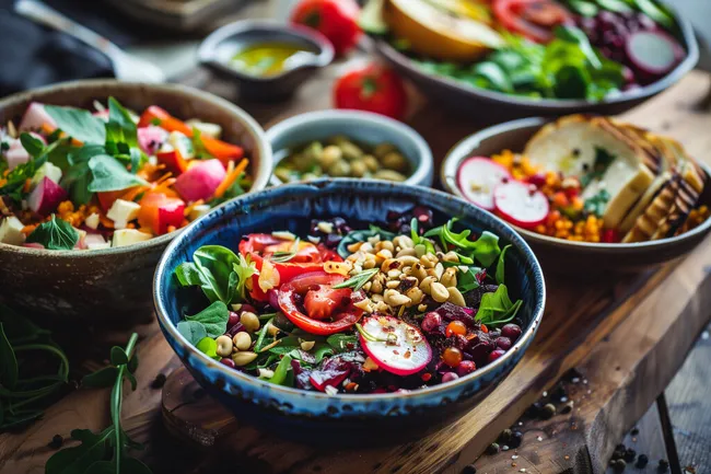 Vielfältiges vegetarisches Mittagsmenü