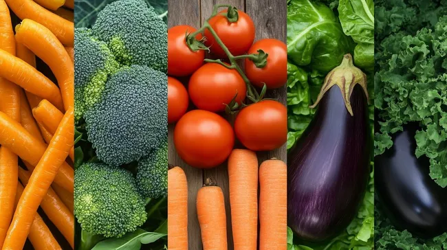 Vielfalt an frischem Gemüse auf natürlichem Hintergrund